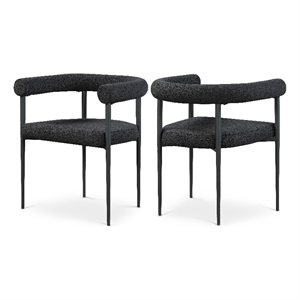 Bowery Hill Contemporary Black Boucle Fabric Dining Chair (Set of 2)