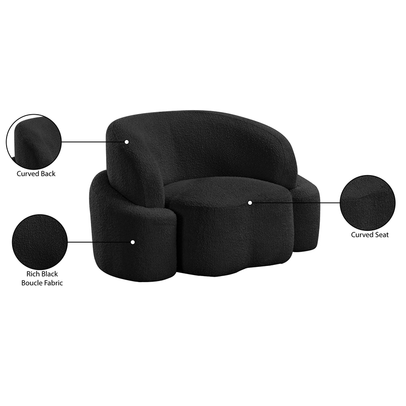 Bowery Hill Contemporary Rich Black Boucle Durable Fabric Chair