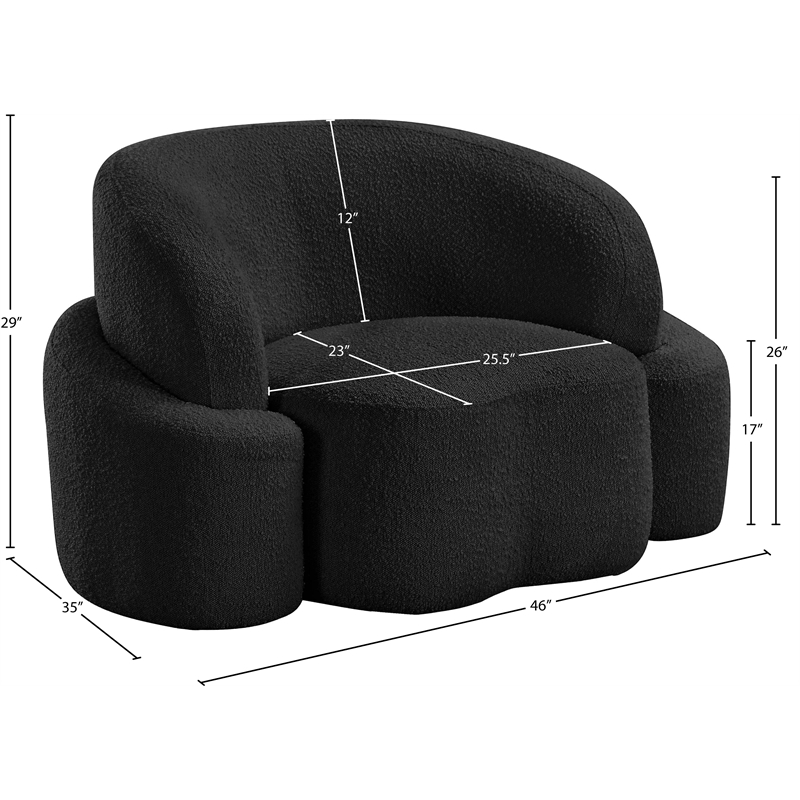 Bowery Hill Contemporary Rich Black Boucle Durable Fabric Chair