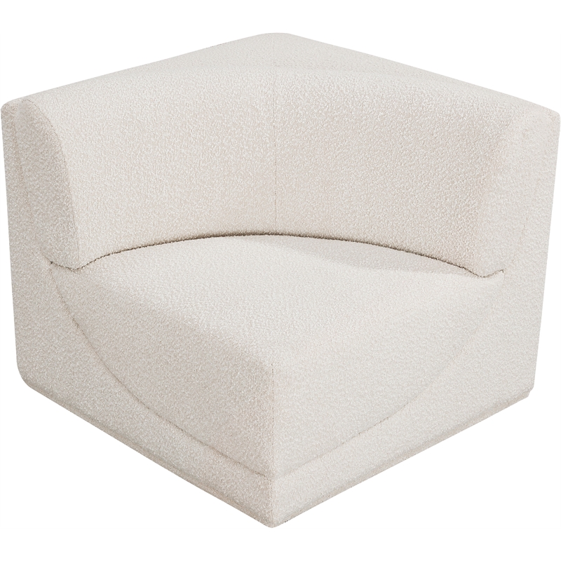 Bowery Hill Contemporary Rich Cream Boucle Durable Fabric Corner
