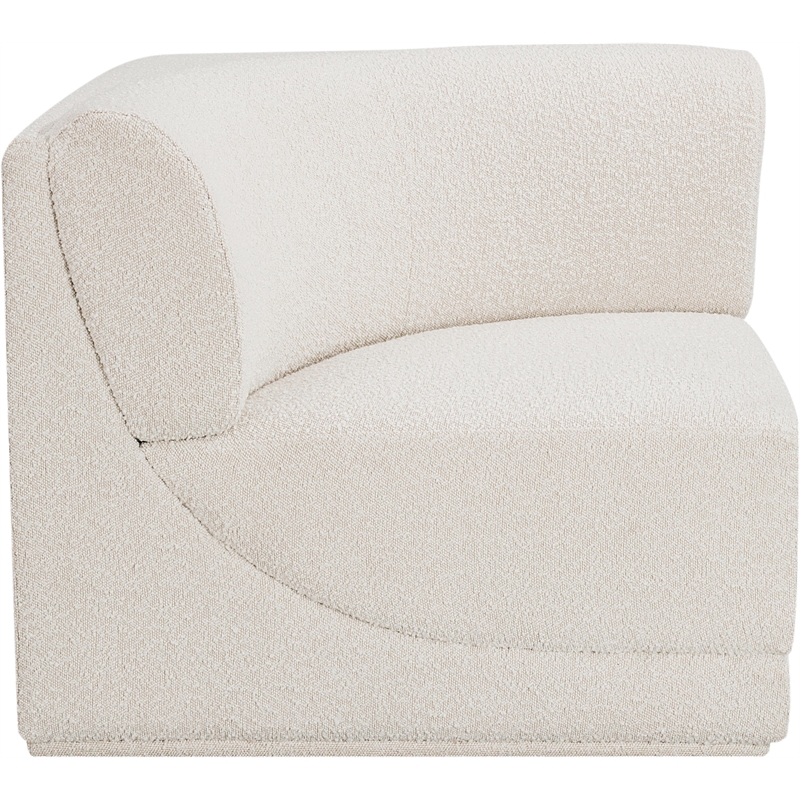 Bowery Hill Contemporary Rich Cream Boucle Durable Fabric Corner