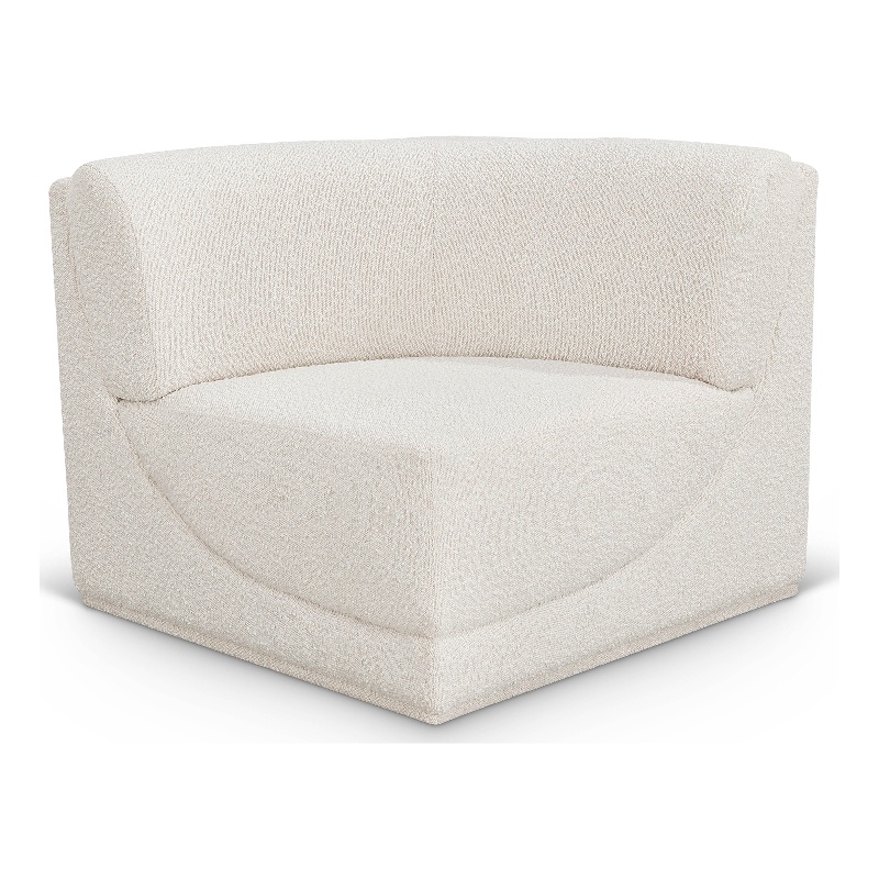 Bowery Hill Contemporary Rich Cream Boucle Durable Fabric Corner