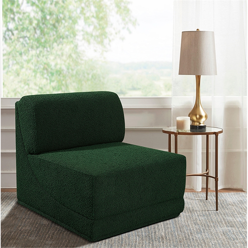 Bowery Hill Contemporary Rich Green Boucle Durable Fabric Armless