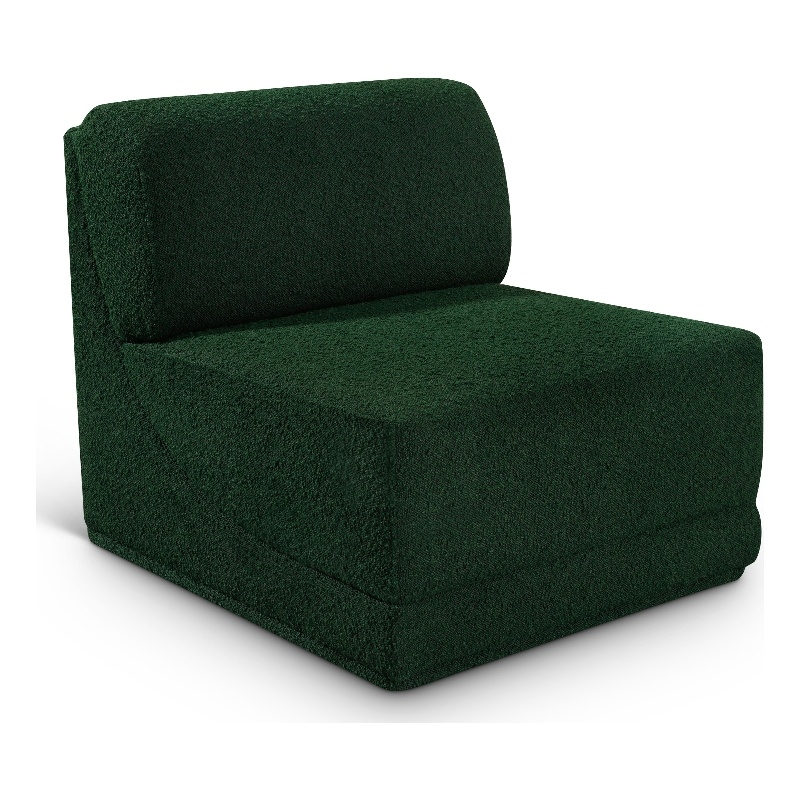 Bowery Hill Contemporary Rich Green Boucle Durable Fabric Armless
