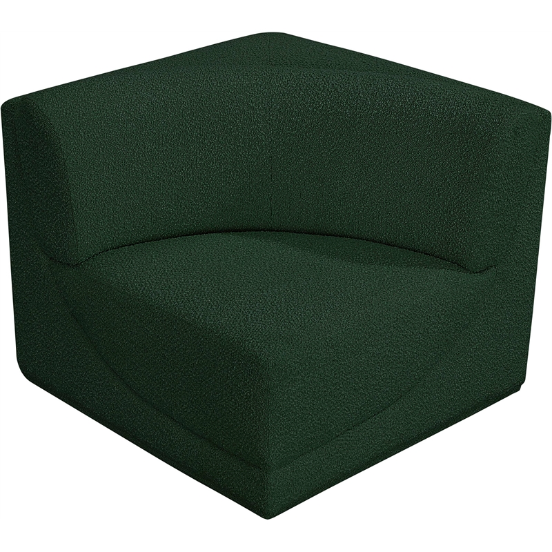 Bowery Hill Contemporary Rich Green Boucle Durable Fabric Corner