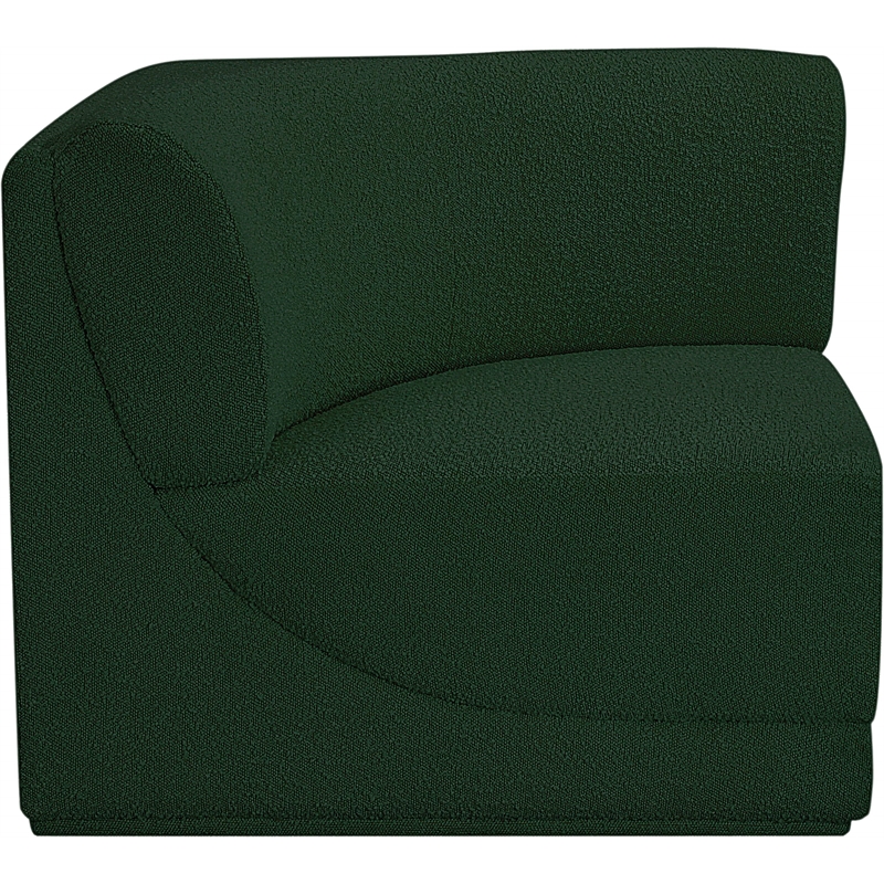 Bowery Hill Contemporary Rich Green Boucle Durable Fabric Corner