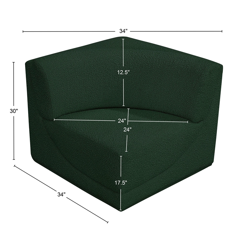 Bowery Hill Contemporary Rich Green Boucle Durable Fabric Corner
