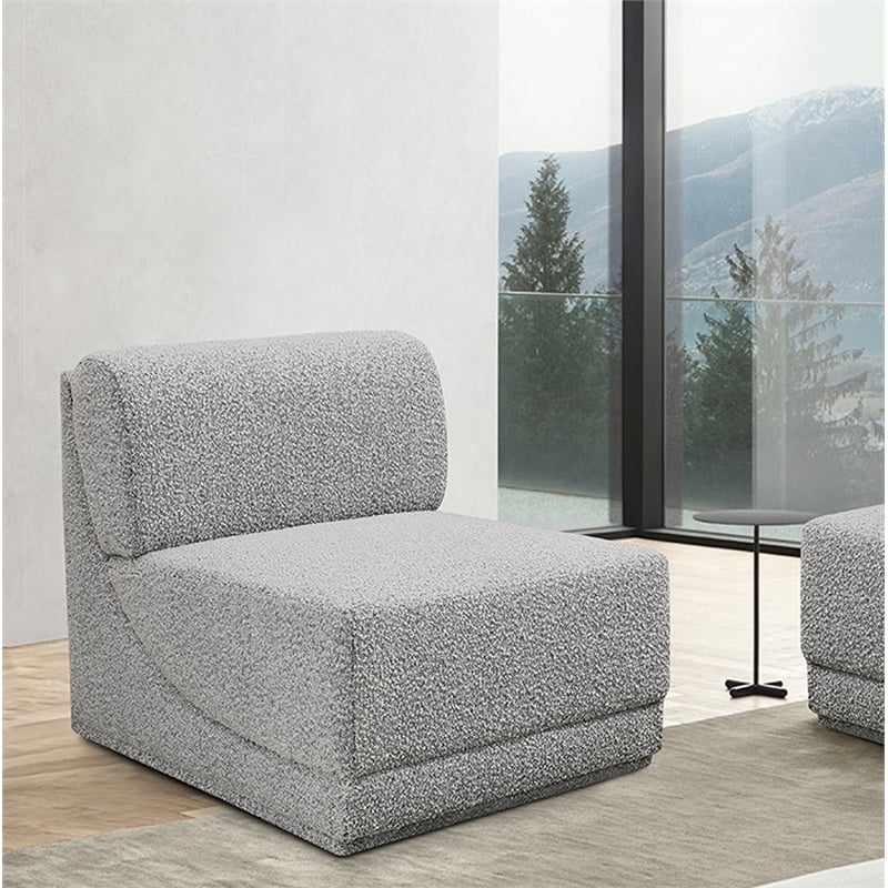 Bowery Hill Contemporary Rich Grey Boucle Durable Fabric Armless