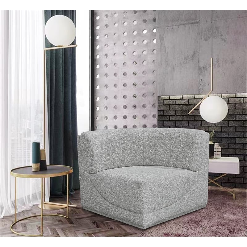 Bowery Hill Contemporary Rich Grey Boucle Durable Fabric Corner