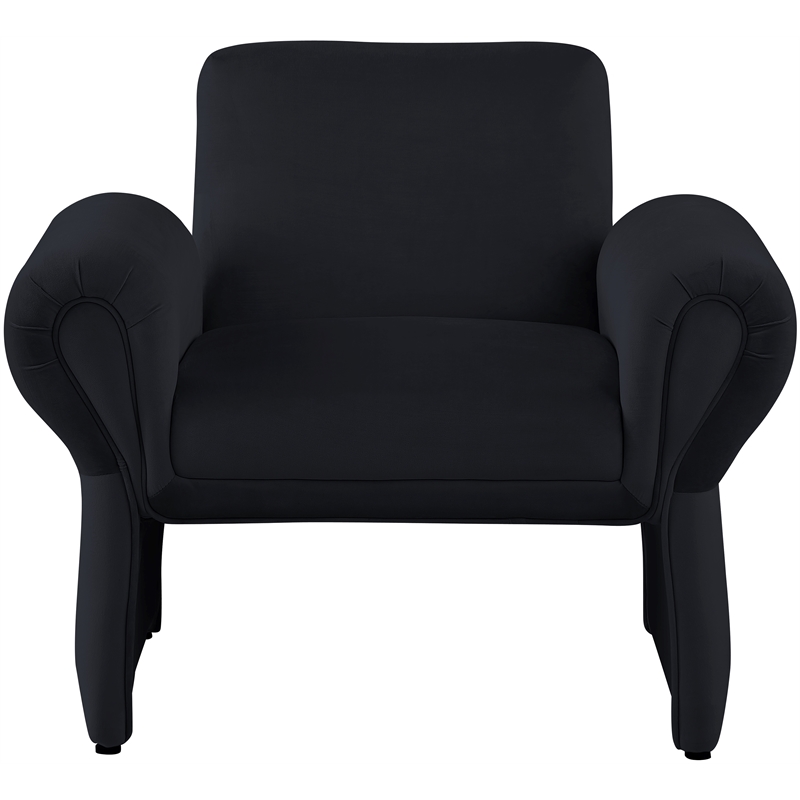 Bowery Hill Contemporary Soft Black Velvet Accent Chair with Curved Arms