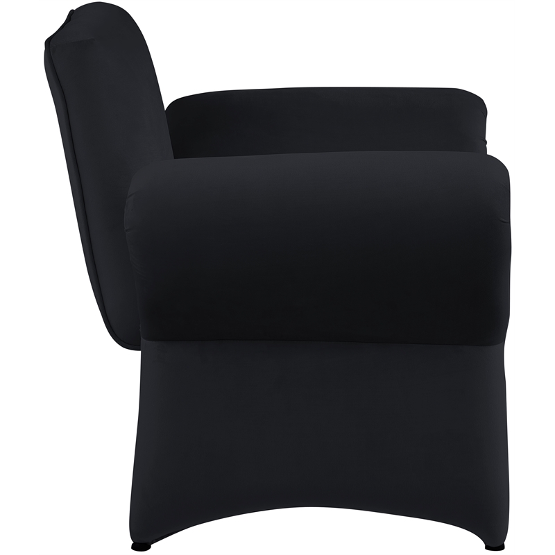Bowery Hill Contemporary Soft Black Velvet Accent Chair with Curved Arms