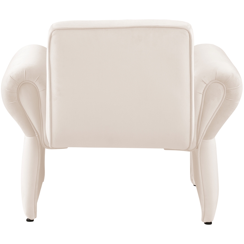 Bowery Hill Contemporary Soft Cream Velvet Accent Chair with Curved Arms