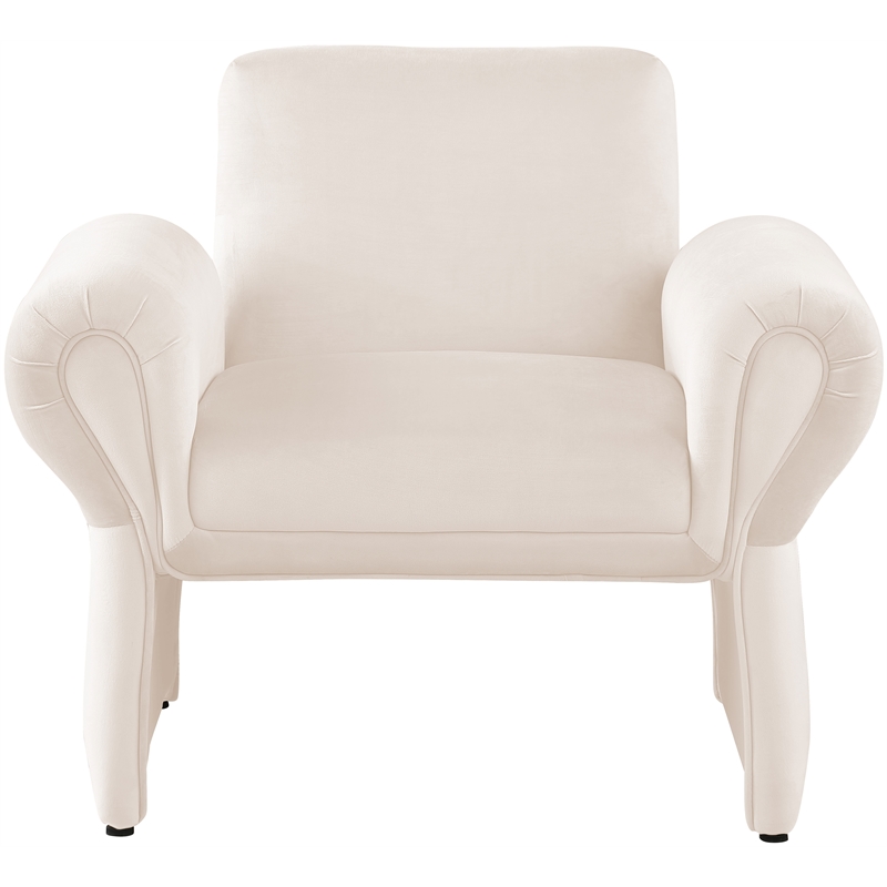 Bowery Hill Contemporary Soft Cream Velvet Accent Chair with Curved Arms