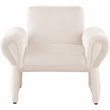 Bowery Hill Contemporary Soft Cream Velvet Accent Chair with Curved Arms