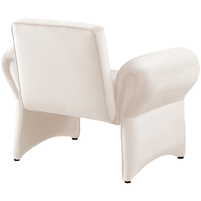 Bowery Hill Contemporary Soft Cream Velvet Accent Chair with Curved Arms