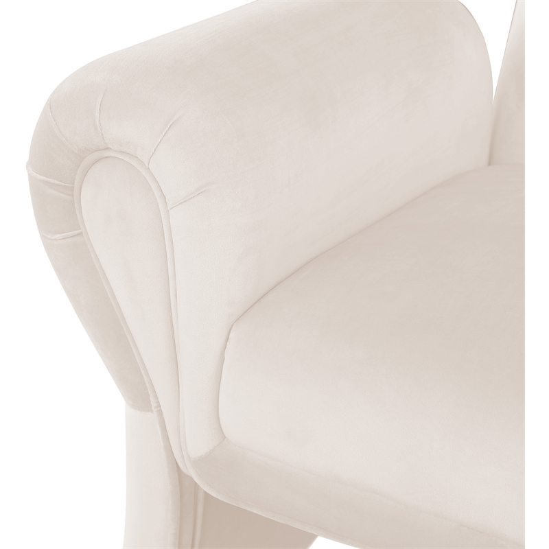 Bowery Hill Contemporary Soft Cream Velvet Accent Chair with Curved Arms