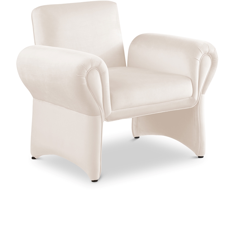 Bowery Hill Contemporary Soft Cream Velvet Accent Chair with Curved Arms