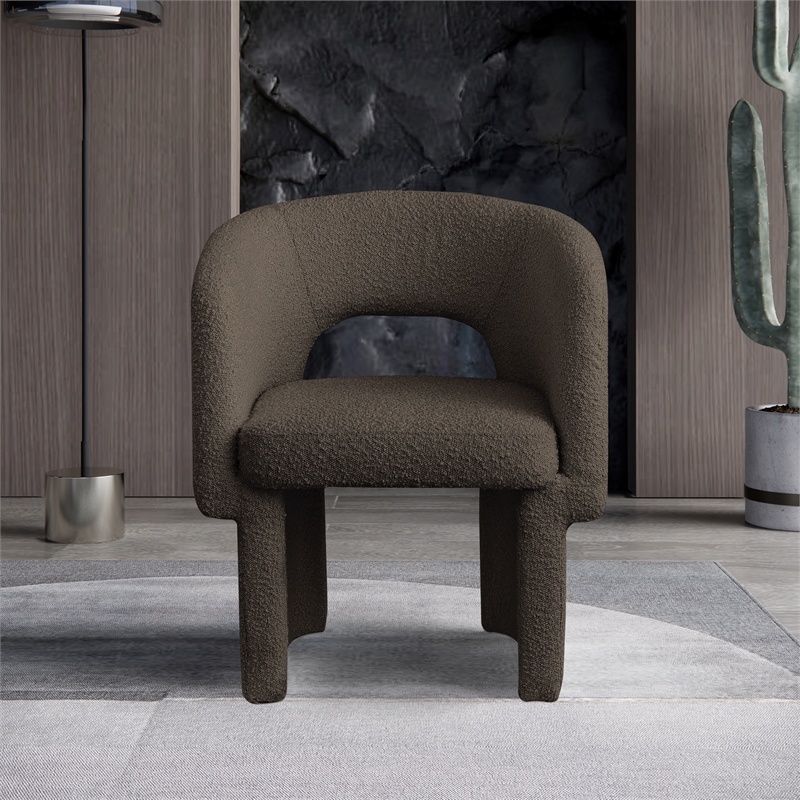 Bowery Hill Contemporary Brown Boucle Fabric Dining Chair / Accent Chair