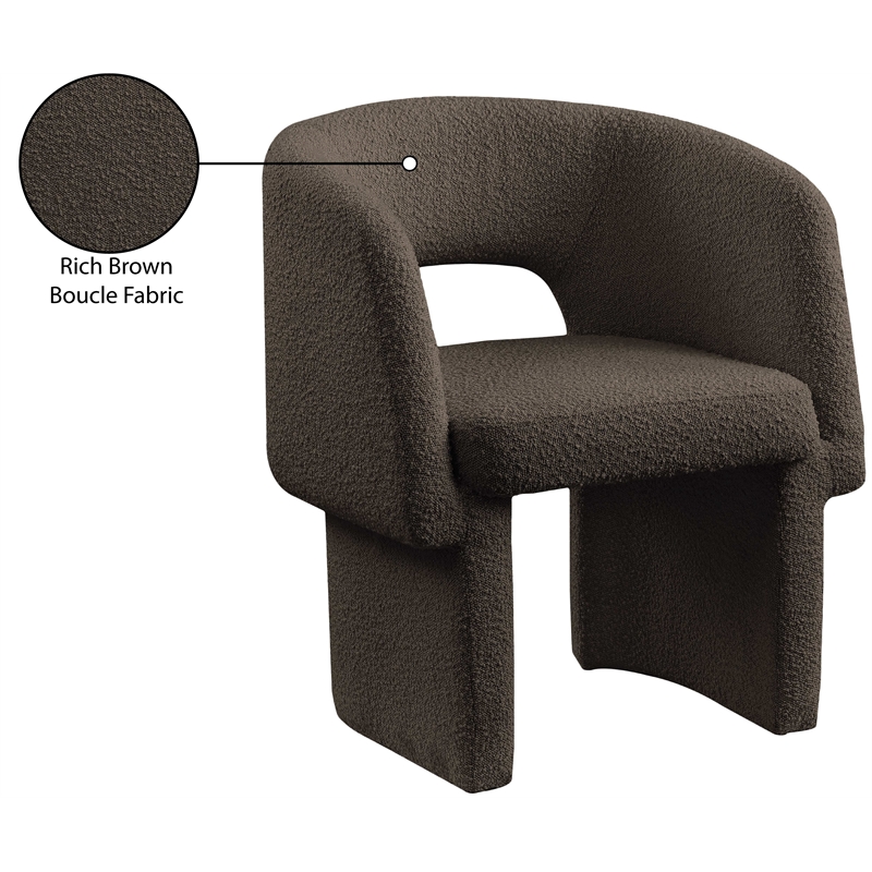 Bowery Hill Contemporary Brown Boucle Fabric Dining Chair / Accent Chair
