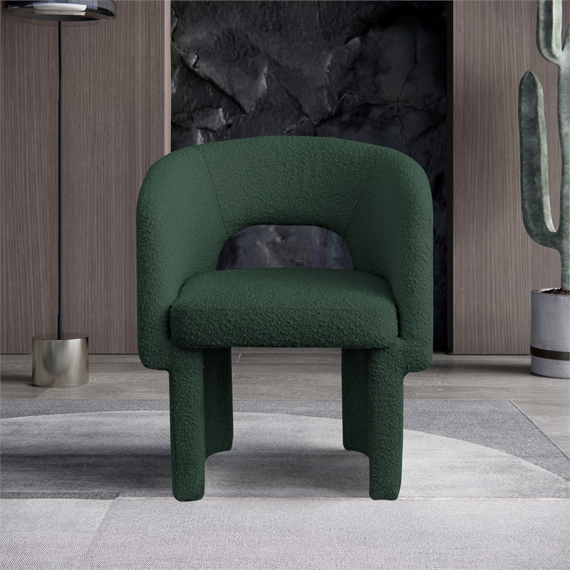 Bowery Hill Contemporary Green Boucle Fabric Dining Chair / Accent Chair