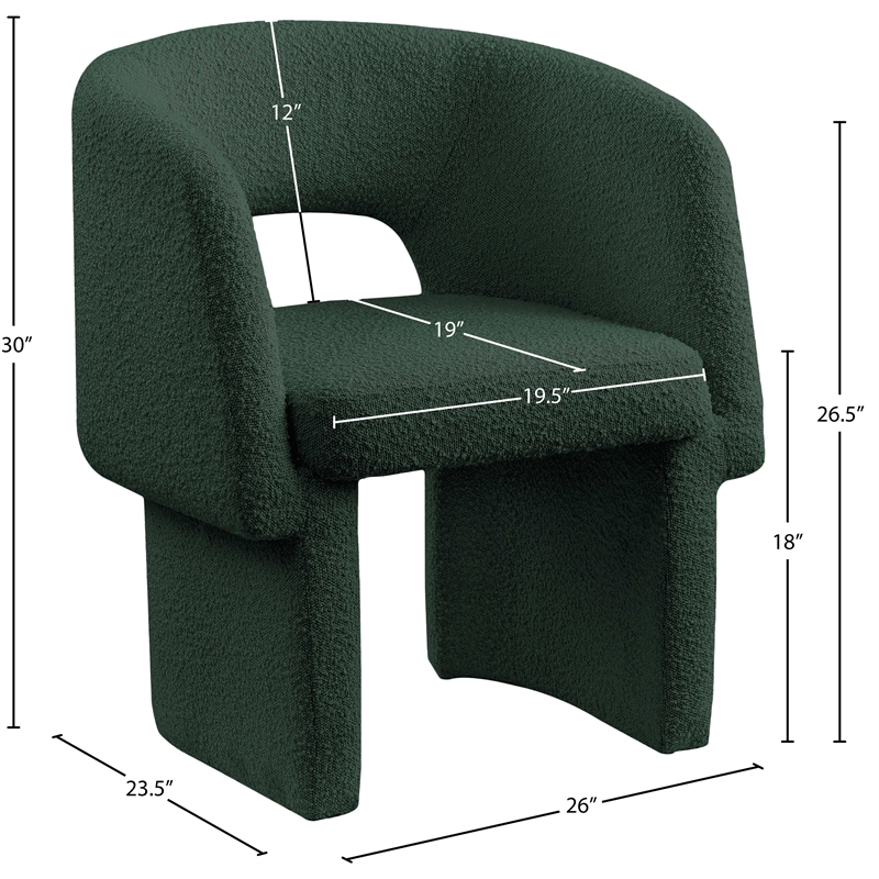 Bowery Hill Contemporary Green Boucle Fabric Dining Chair / Accent Chair