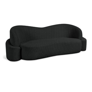 Bowery Hill Contemporary Rich Black Boucle Durable Fabric Sofa