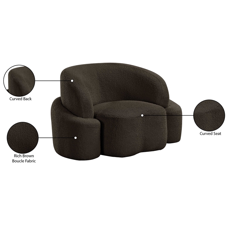 Bowery Hill Contemporary Rich Brown Boucle Durable Fabric Chair