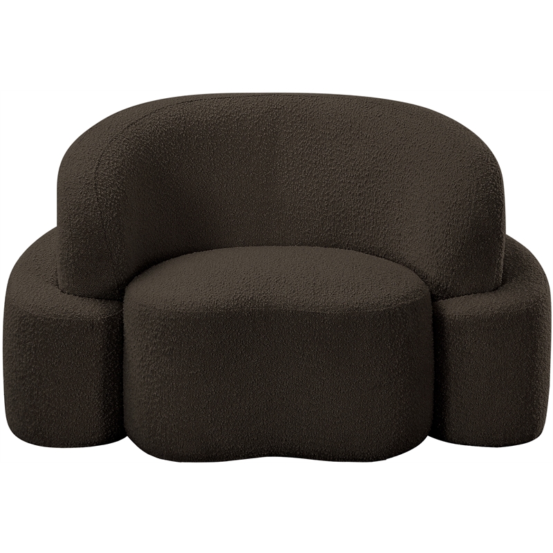 Bowery Hill Contemporary Rich Brown Boucle Durable Fabric Chair