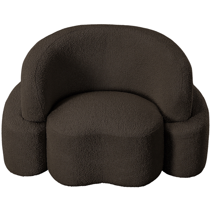 Bowery Hill Contemporary Rich Brown Boucle Durable Fabric Chair