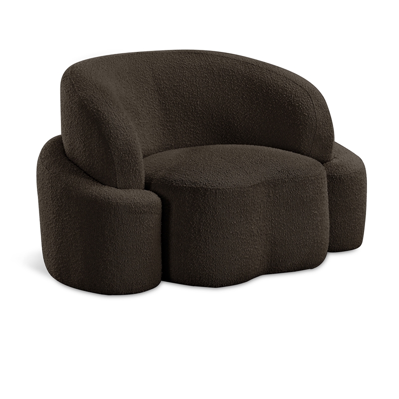 Bowery Hill Contemporary Rich Brown Boucle Durable Fabric Chair