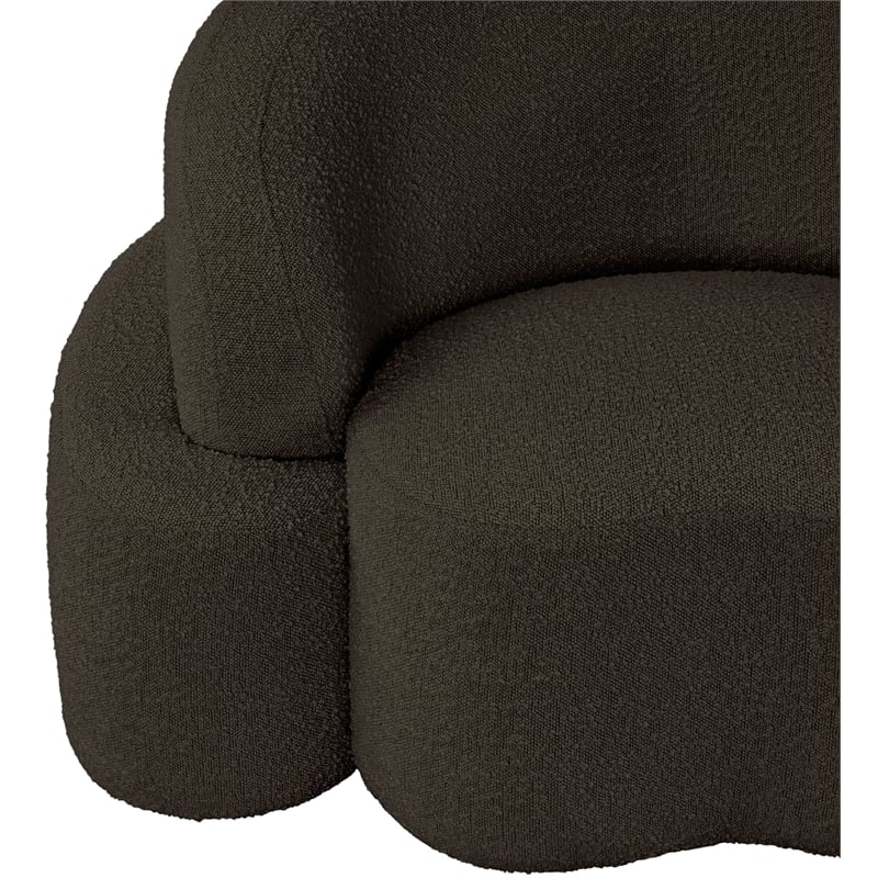 Bowery Hill Contemporary Rich Brown Boucle Durable Fabric Sofa