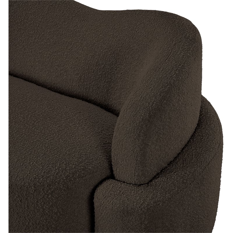 Bowery Hill Contemporary Rich Brown Boucle Durable Fabric Sofa