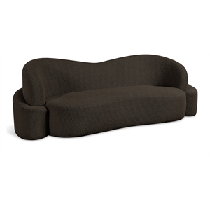 Bowery Hill Contemporary Rich Brown Boucle Durable Fabric Sofa