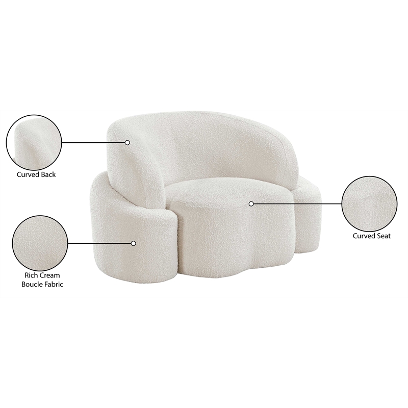 Bowery Hill Contemporary Rich Cream Boucle Durable Fabric Chair