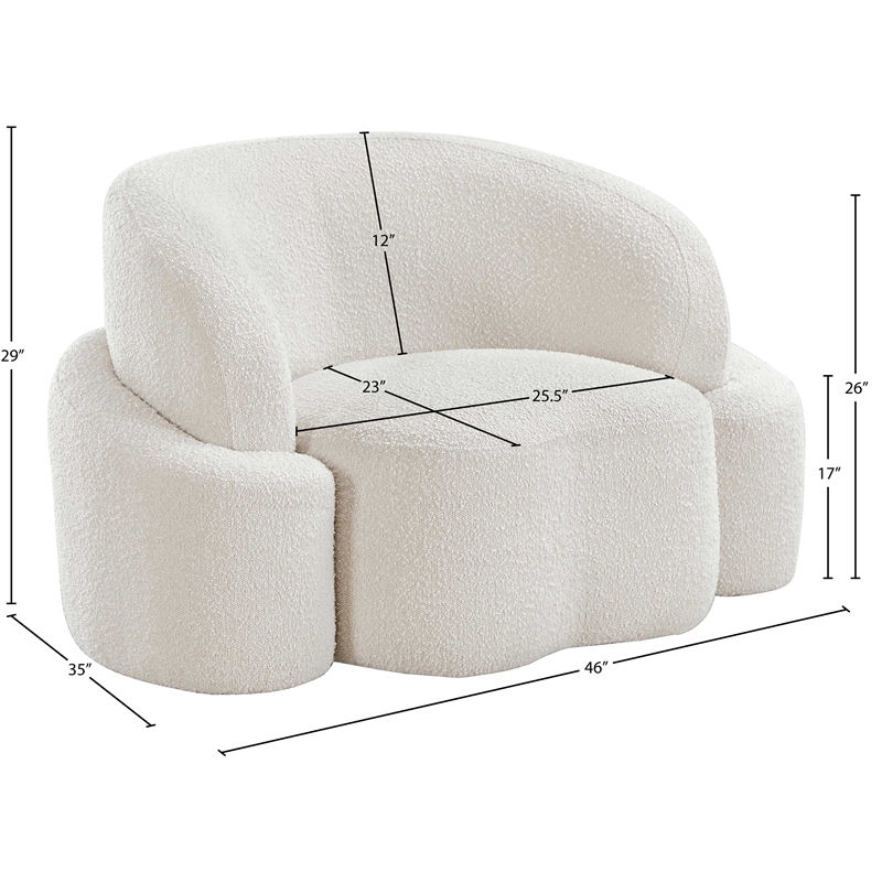 Bowery Hill Contemporary Rich Cream Boucle Durable Fabric Chair