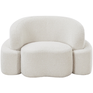 Bowery Hill Contemporary Rich Cream Boucle Durable Fabric Chair