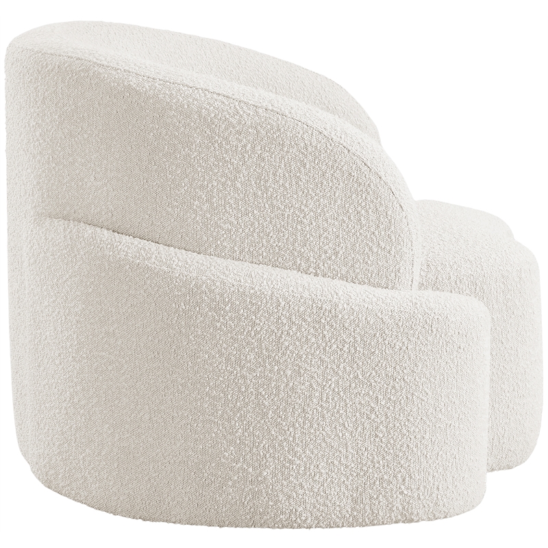 Bowery Hill Contemporary Rich Cream Boucle Durable Fabric Chair