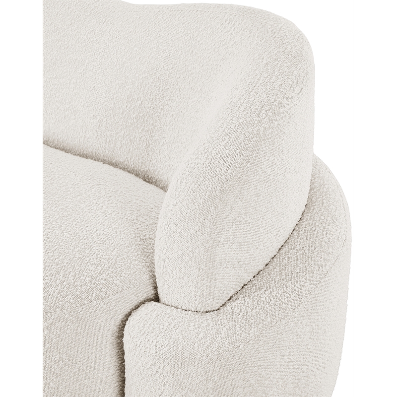 Bowery Hill Contemporary Rich Cream Boucle Durable Fabric Chair