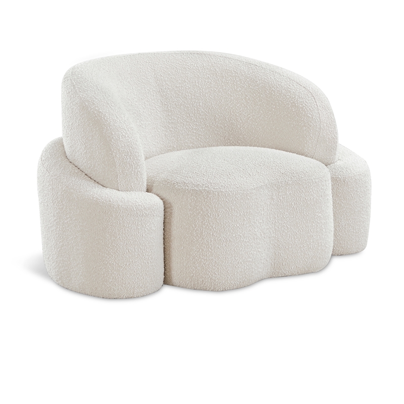Bowery Hill Contemporary Rich Cream Boucle Durable Fabric Chair
