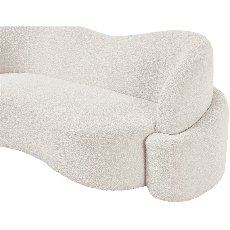 Bowery Hill Contemporary Rich Cream Boucle Durable Fabric Sofa