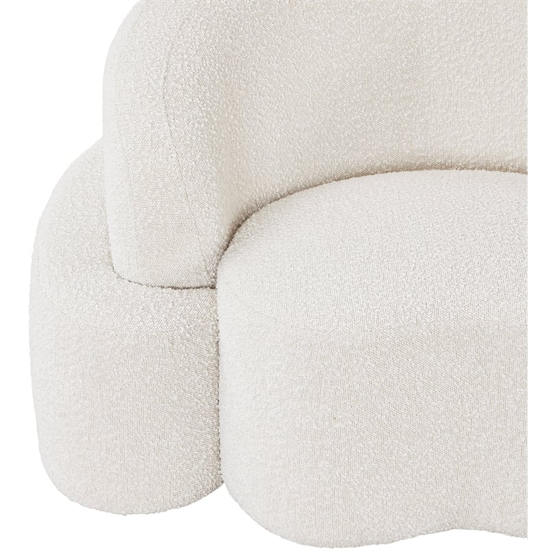 Bowery Hill Contemporary Rich Cream Boucle Durable Fabric Sofa