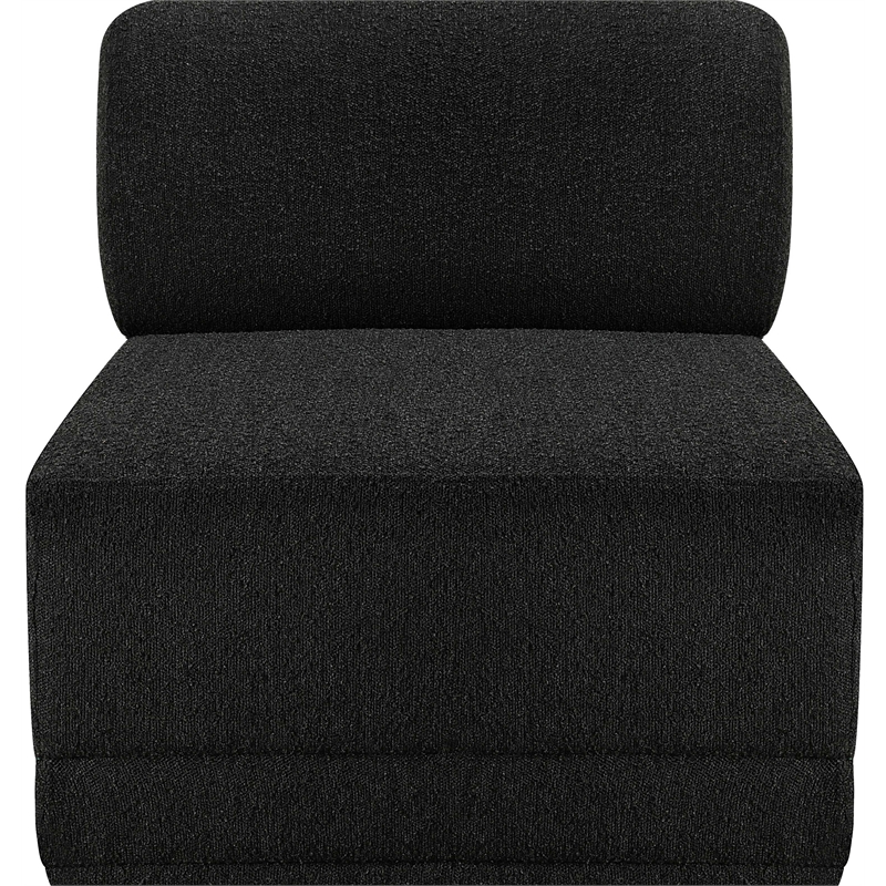 Bowery Hill Contemporary Rich Black Boucle Durable Fabric Armless