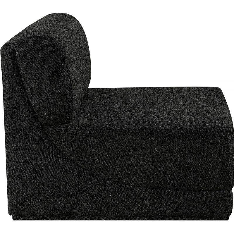 Bowery Hill Contemporary Rich Black Boucle Durable Fabric Armless