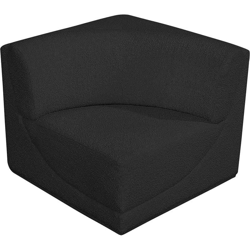 Bowery Hill Contemporary Rich Black Boucle Durable Fabric Corner