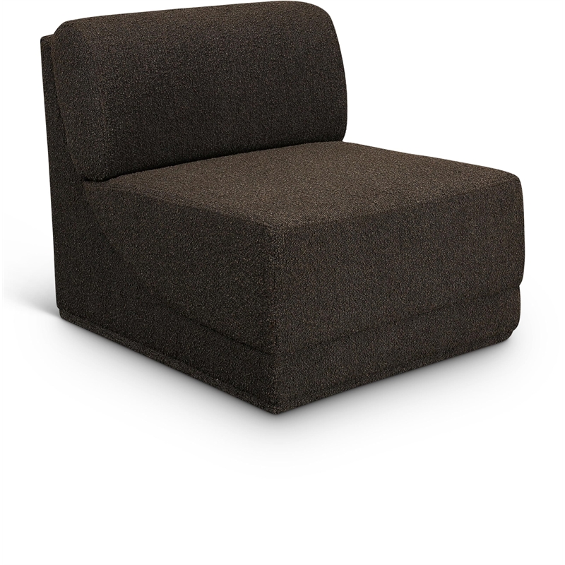 Bowery Hill Contemporary Rich Brown Boucle Durable Fabric Armless