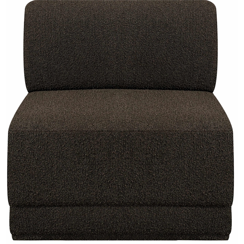 Bowery Hill Contemporary Rich Brown Boucle Durable Fabric Armless