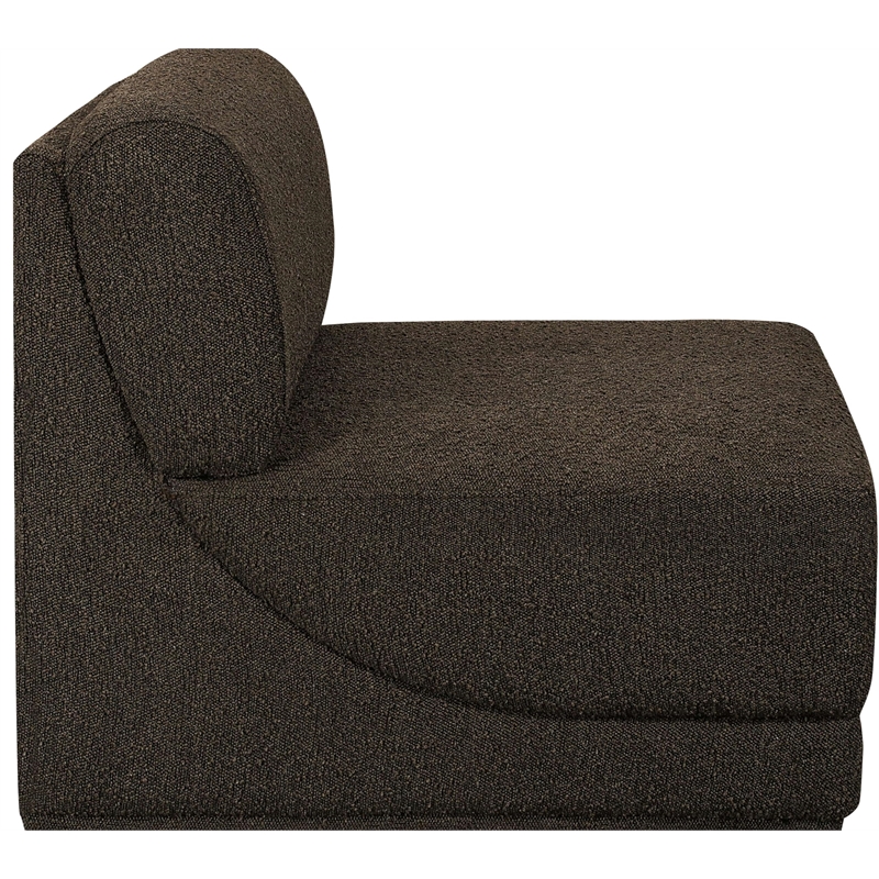Bowery Hill Contemporary Rich Brown Boucle Durable Fabric Armless