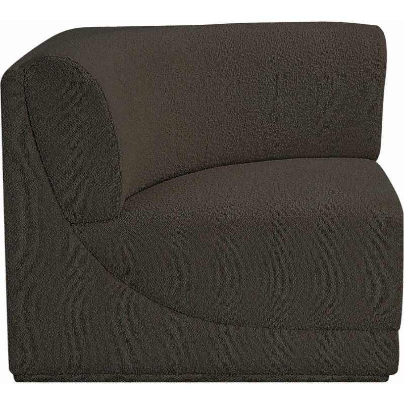 Bowery Hill Contemporary Rich Brown Boucle Durable Fabric Corner