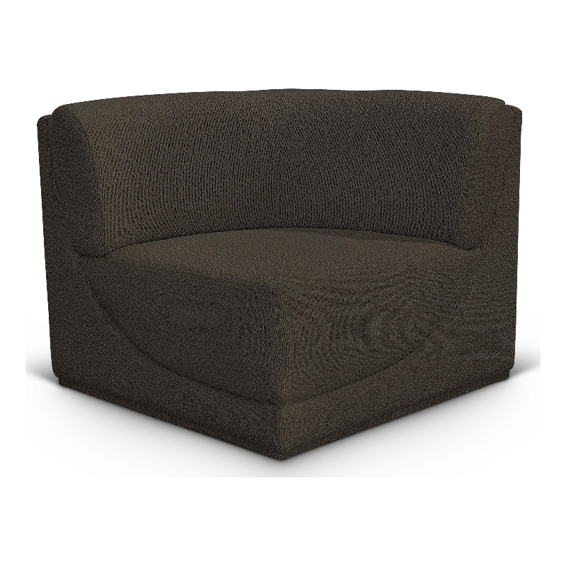 Bowery Hill Contemporary Rich Brown Boucle Durable Fabric Corner