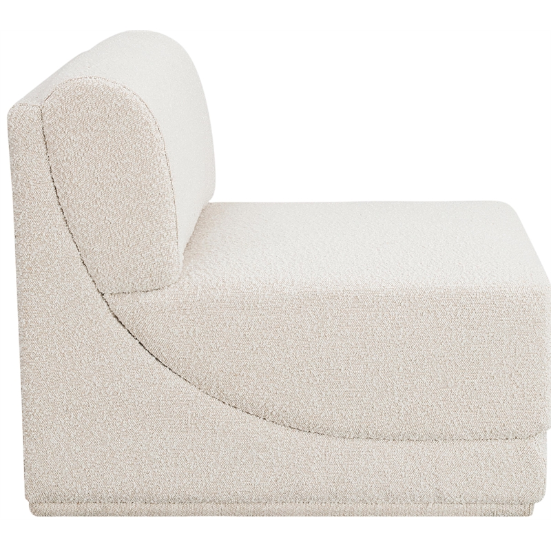 Bowery Hill Contemporary Rich Cream Boucle Durable Fabric Armless